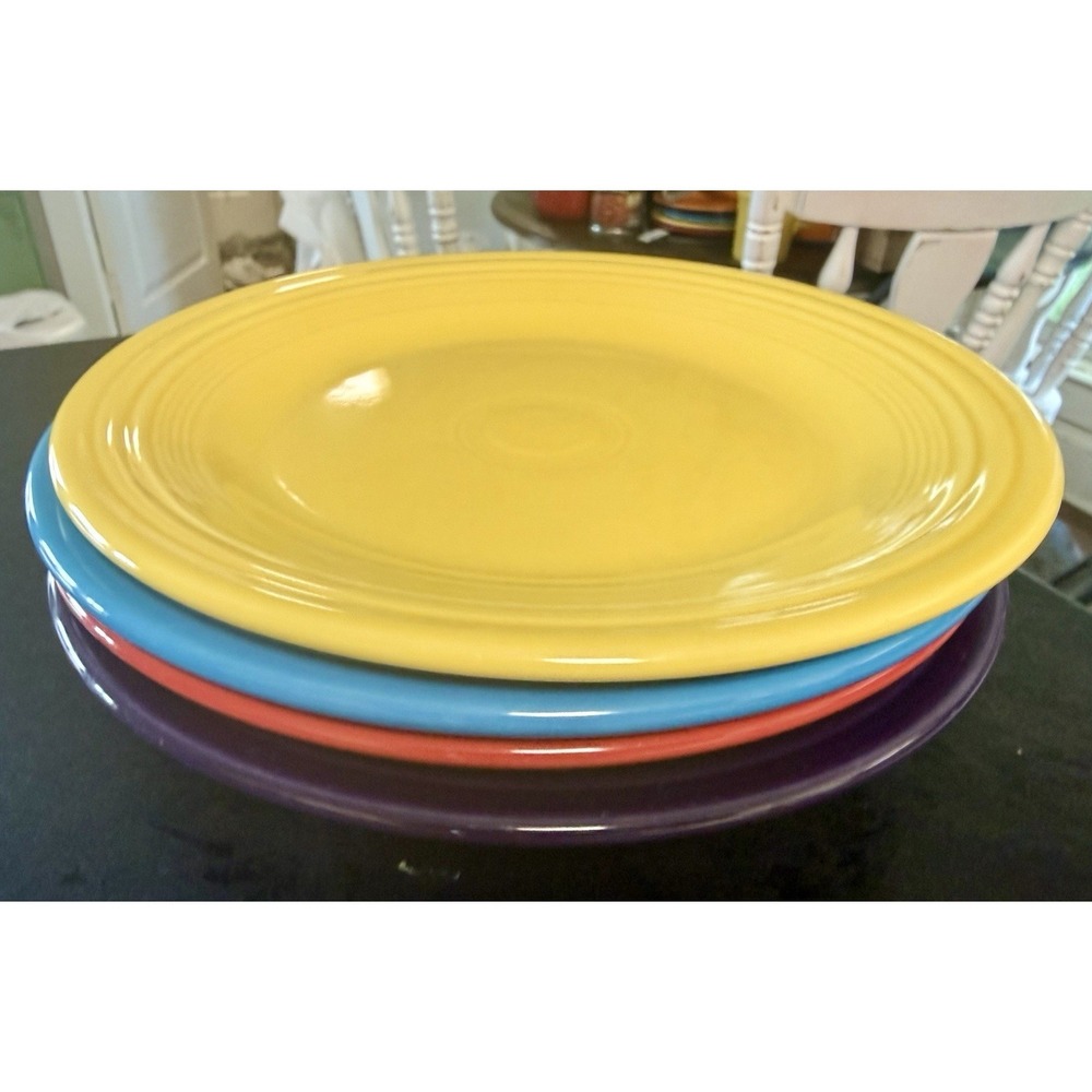 Fiesta Fiestaware Mixed Color Set of 4 Dinner Plates Lead Free 10.5" USA